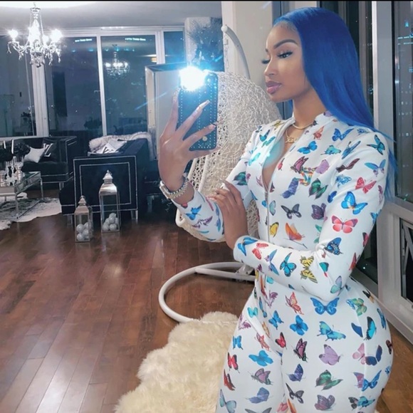 Multicolor Butterfly print onesie jumpsuit - Picture 4 of 11